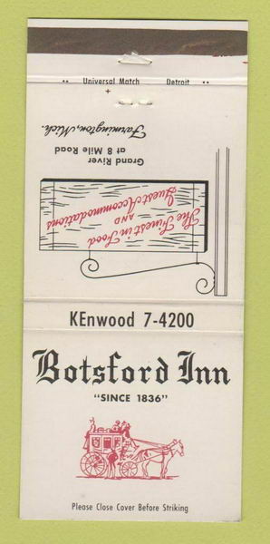 Botsford Inn - Old Matchbook